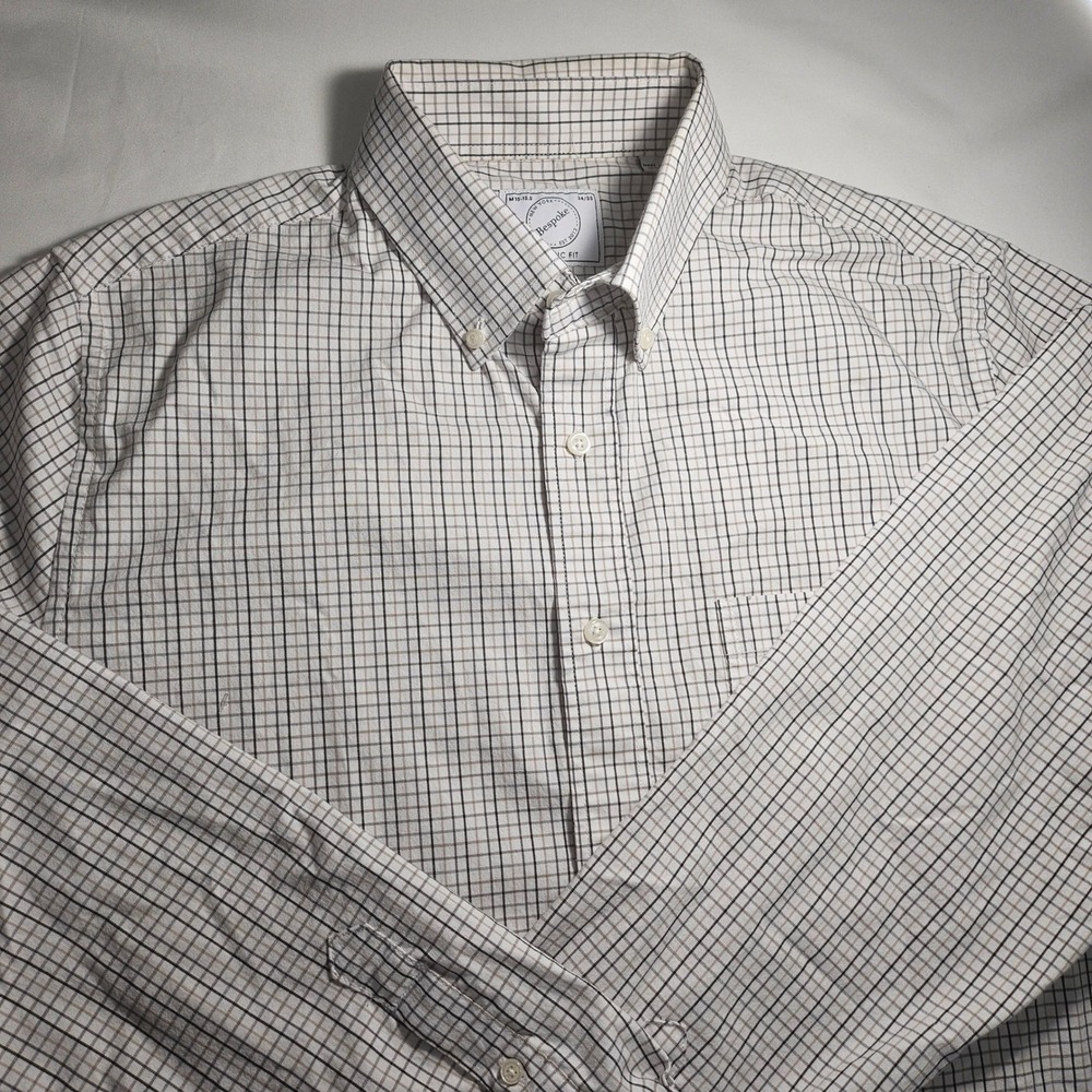 New York Bespoke Mens Classic Fit Tattersall Check Button Down Shirt M 15-15.5